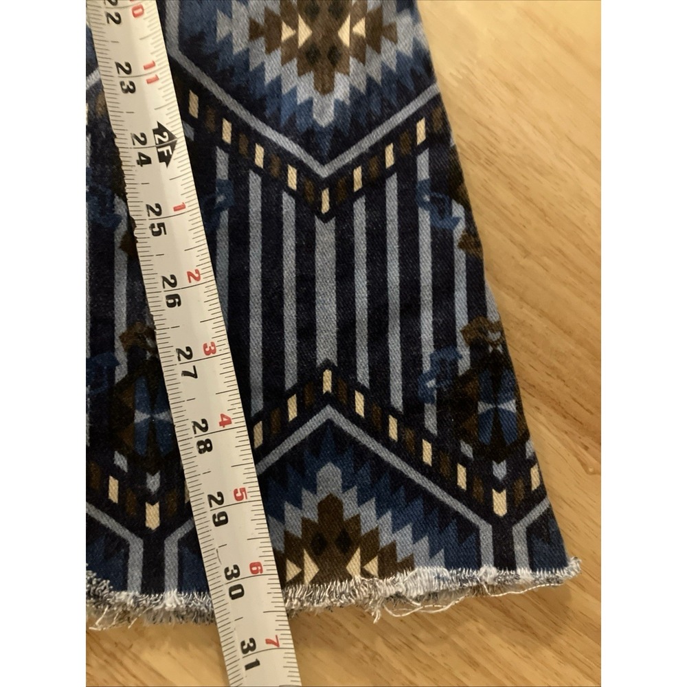 Rock & Roll Denim Bell Jeans Womens 24 30" Inseam Blue Flare Aztec Print - Picture 10 of 12